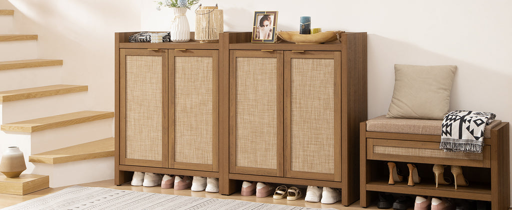 SICOTAS Rattan Shoe Cabinet 24 pairs Shoe