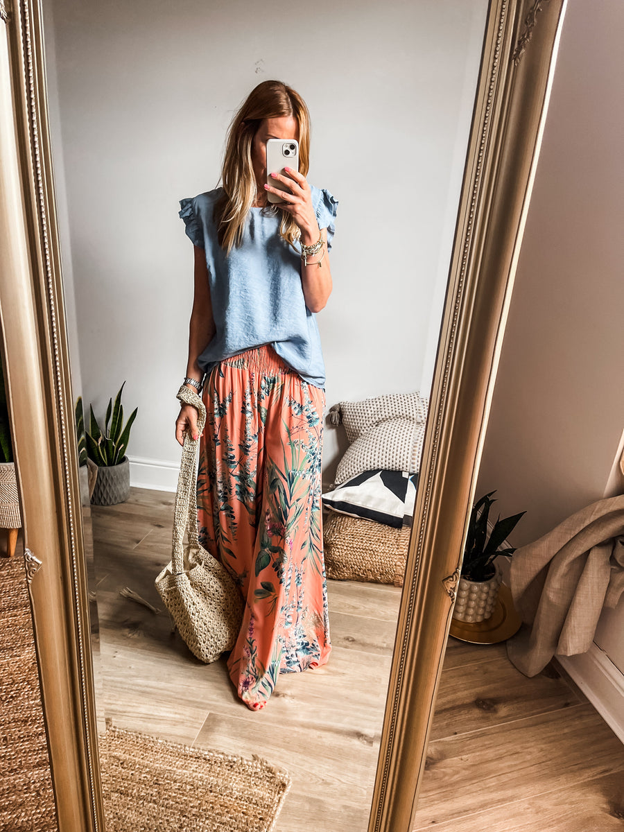 Botanical Floral Print Palazzo Pants