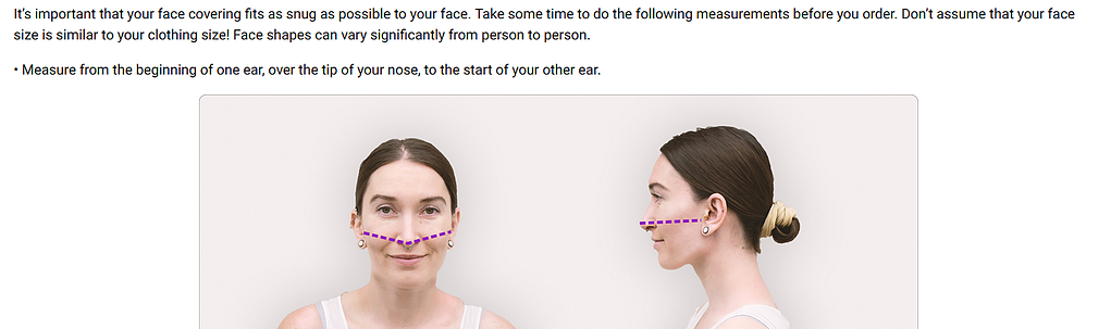 Graphic depicting how to measure for a face mask