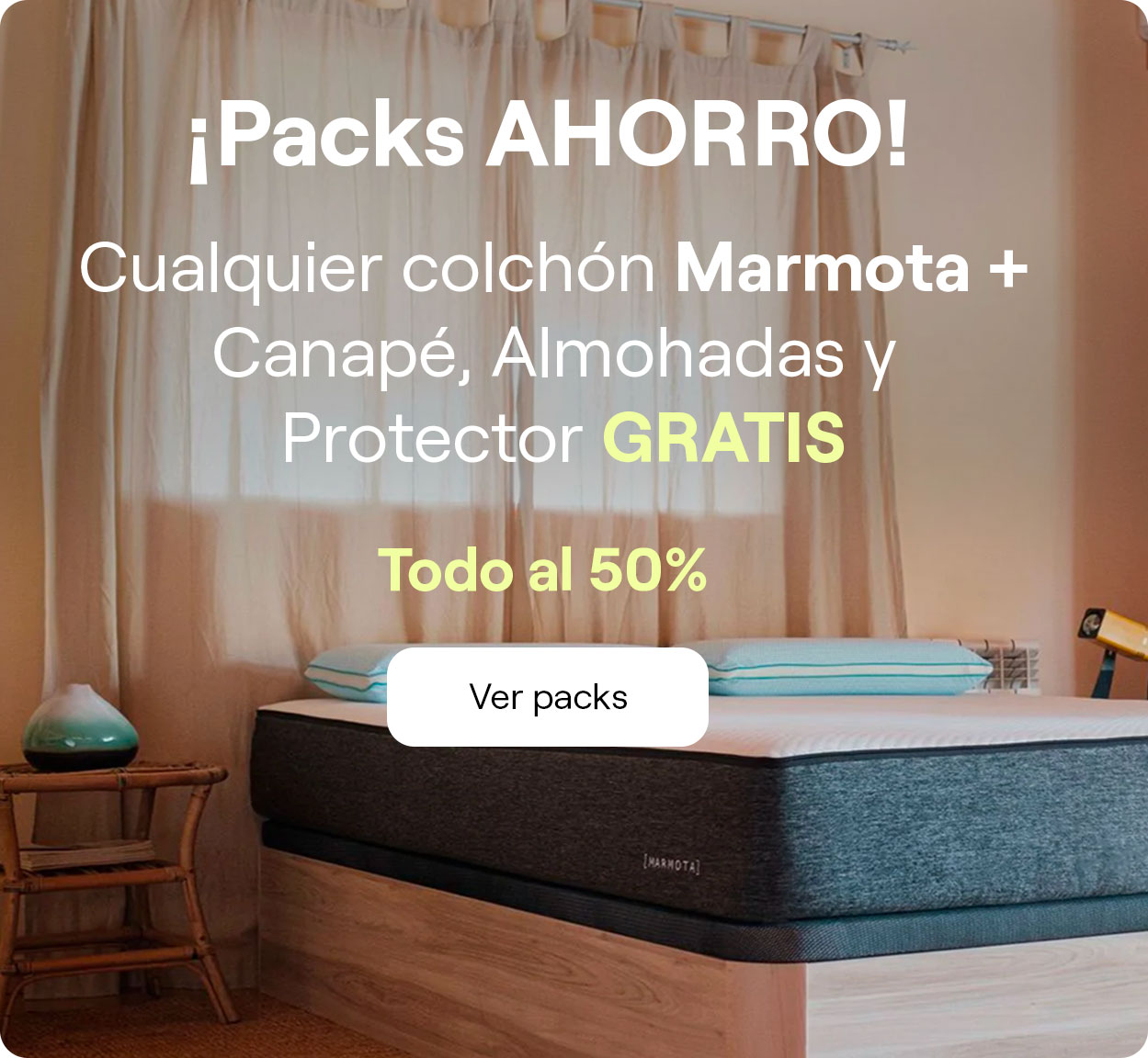 Pack colchón Marmota Live + Tapibase + Almohada Premium + Envío gratis