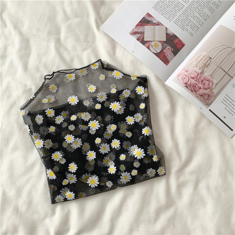 See Through Daisy Flower Mesh Inner T Shirt Sun Protective - flower mesh roblox