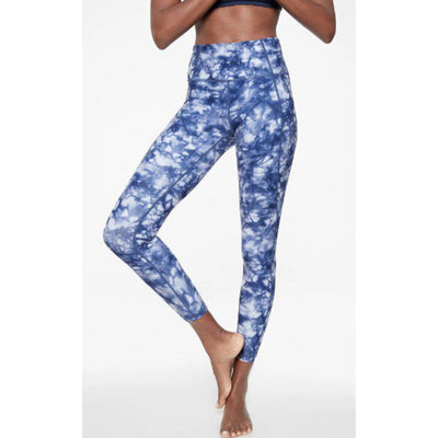 ATHLETA SALUTATION II CAPRI STASH POCKET TIE DYE LEGGINGS, SIZE XS