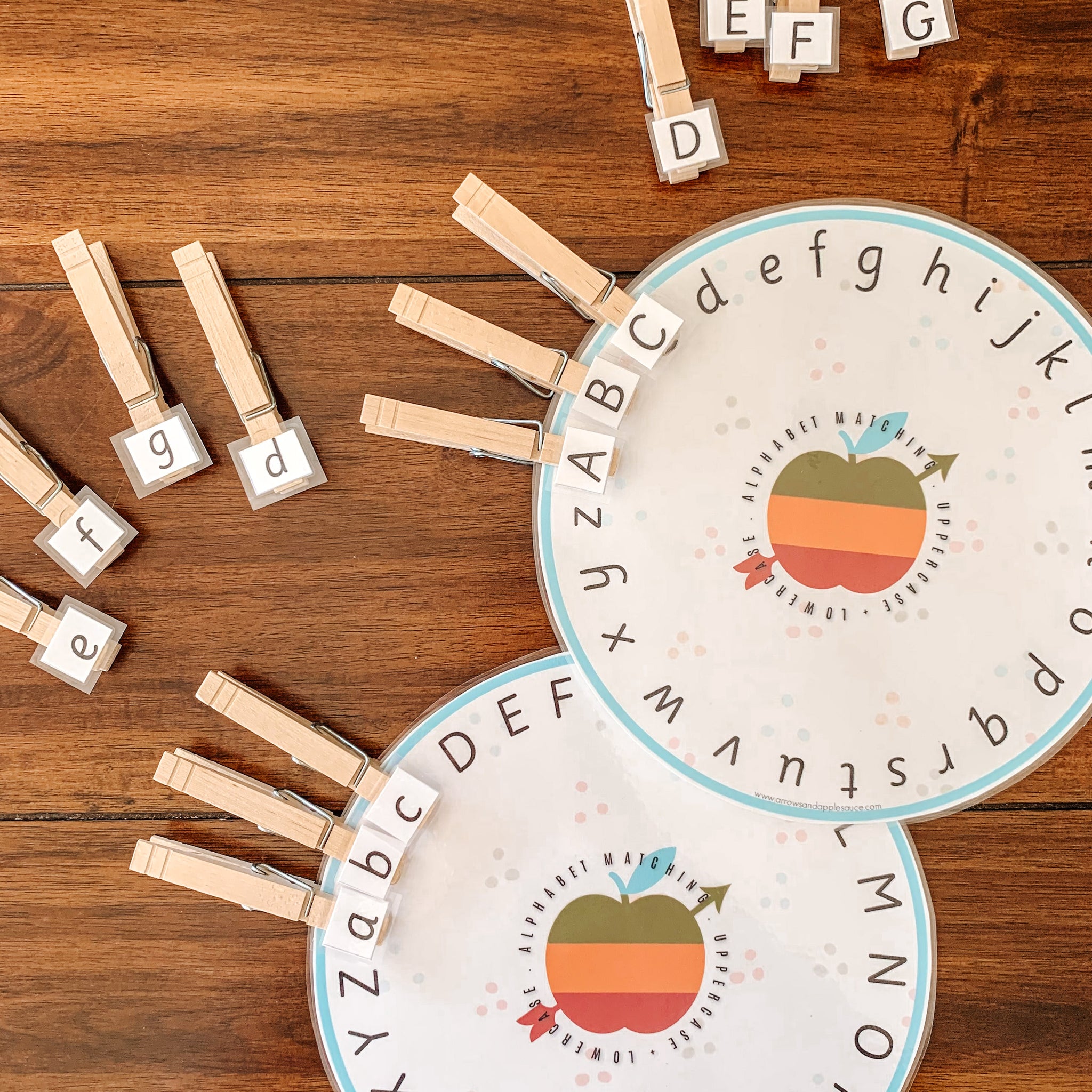 alphabet matching printable wheel arrows and applesauce