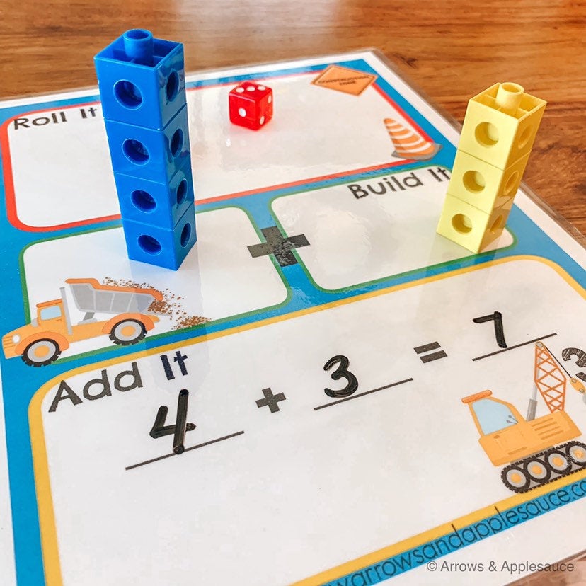 roll it build it add it printable dice game arrows and applesauce