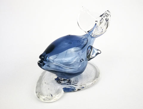 Baleine bleue en verre soufflé