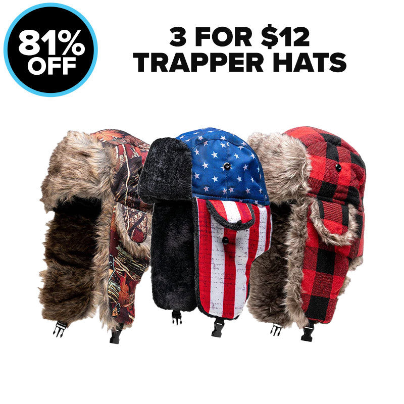 Image of 3 For $12 TRAPPER HATS