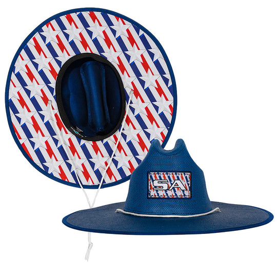 Keys Under Brim Straw Hat | Americana | Navy-int