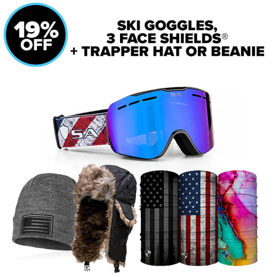 Ski Goggle + Trapper Hat or Beanie + 3 Face Shields®