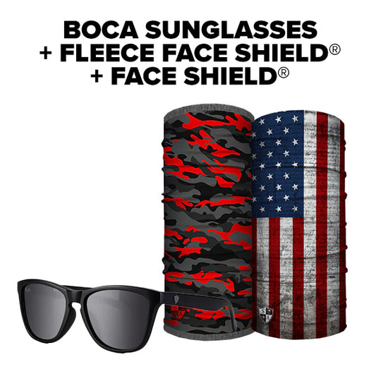 Boca Sunglasses + Fleece Face Shield® | + Face Shield® | FREE Strap & Bag