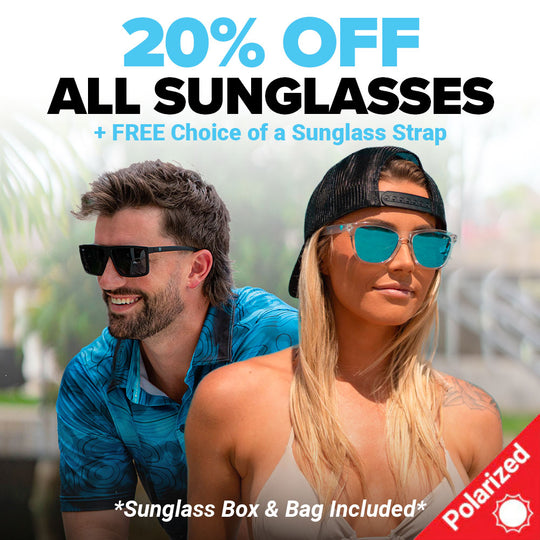 20% Off All Sunglasses + Free Strap, Box, Bag, & Lens Cloth