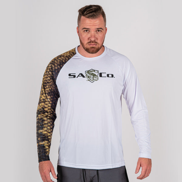 SA Company Performance Long Sleeve Shirt W/ Mesh | White | 1 Sleeve-Bass | Size L