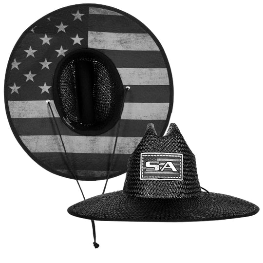 Under Brim Straw Hat, Blackout American Flag 2.0