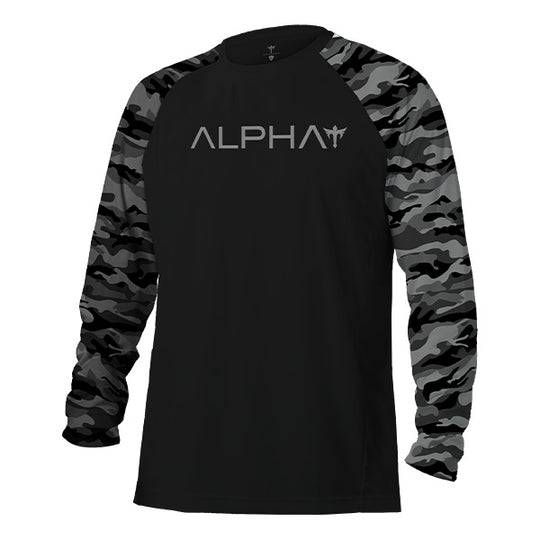 Tactical Long Sleeve Mesh | Black | 2 Sleeve Black Out Military Camo | Alpha