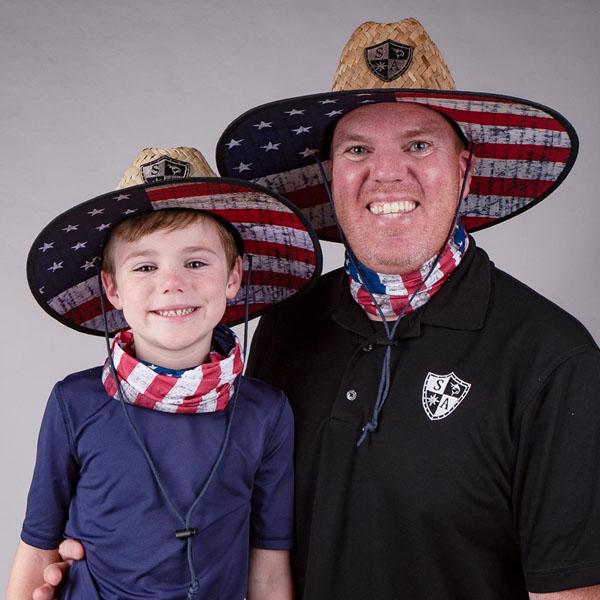 SA Company Kids Under Brim Straw Hat | American Flag | UPF 50