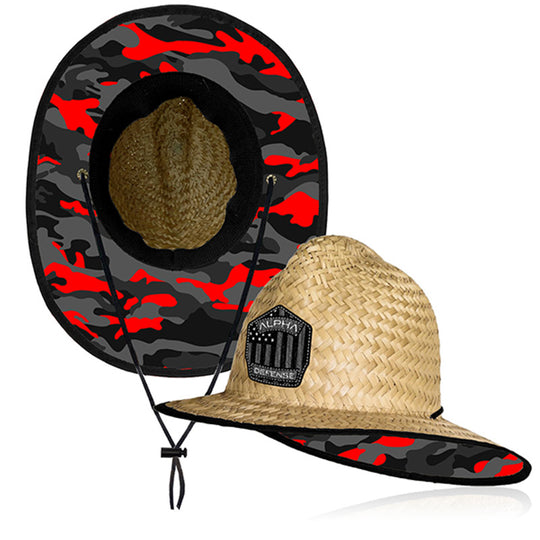 Alpha Defense Fire Co. Straw Hat - Under Brim Hat for Men and Women -  Includes 1 Face Shield