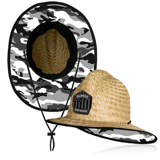 Ladder Under Brim Straw Hat | Snow Military Camo