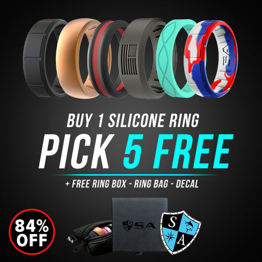 BUY 1 SILICONE RING - PICK 5 FREE + Free Ring Bag, Box & Gift