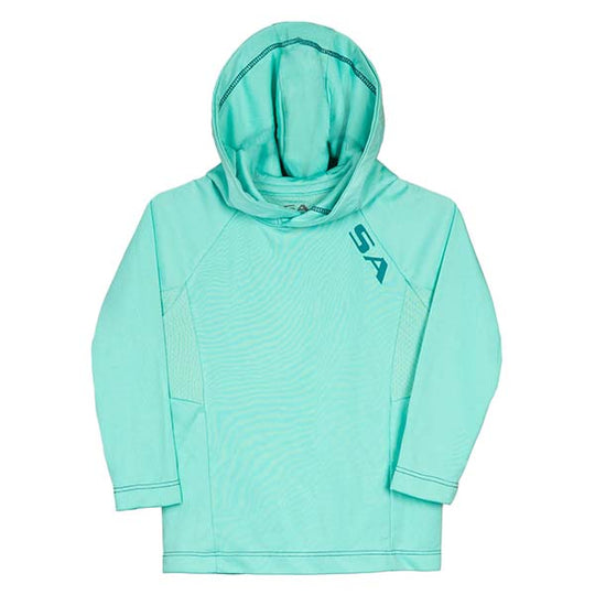 Kids Hooded Performance Long Sleeve Shirt | Mint | SA Logo