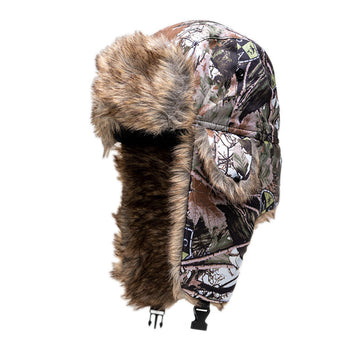 S A Company Trapper Hat Winter Hats for Men & Women  Faux Fur Hat with 2  Thermal Face Shield Included (Forest Camo Frost) at  Women's Clothing  store