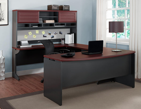 Bridgeport Commercial V-2 U-Shaped Desk with Hutch Bundle - Cherry - N/A