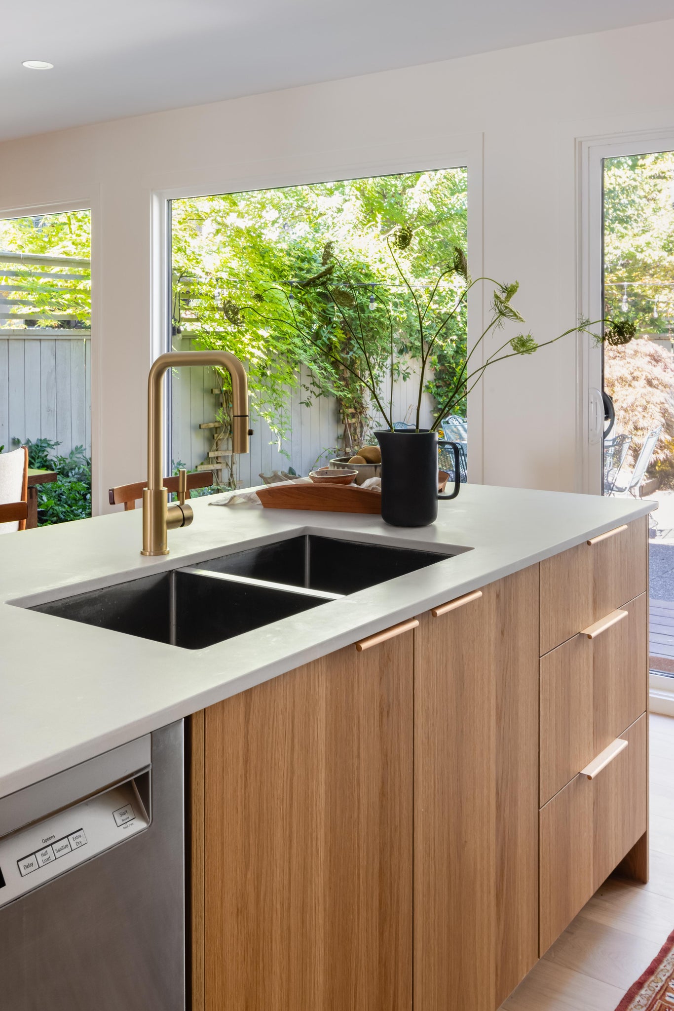 Swede kitchen natural oak shinnoki mid century inspired north vancouver townhouse design studio hemma