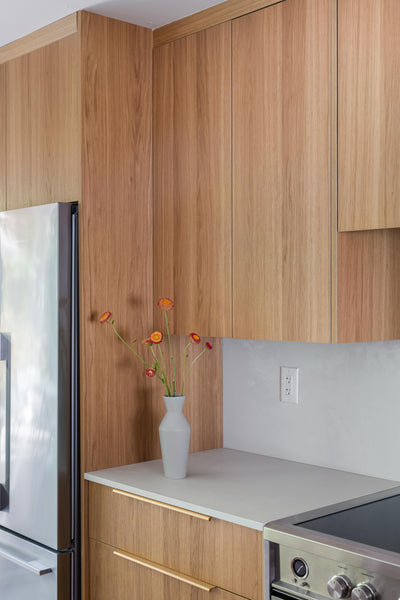 mid century inspired kitchen natural oak north vancouver caesarstone cloudburst concrete swede kitchens designed studio hemma