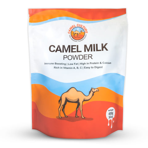 A bag of camel milk powder from Camel Culture