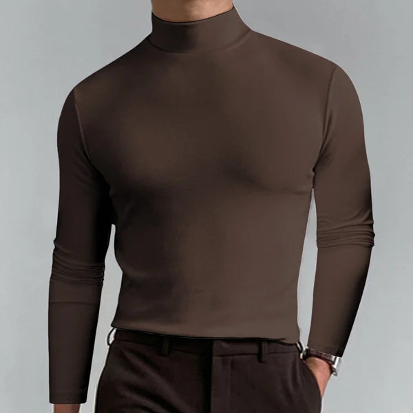 Product Image for Wolff | Hochgeschlossenes T Shirt mit langen Ärmeln und schmaler Passform, Braun / M