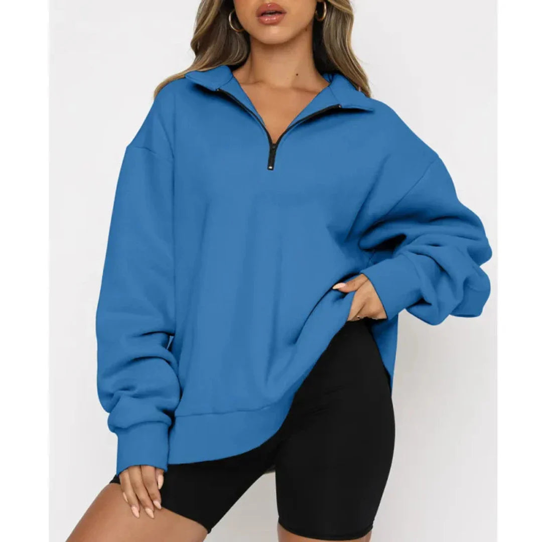 Product Image for WW | Winter Sweatshirt mit Viertelreißverschluss für Damen, Blau / XL
