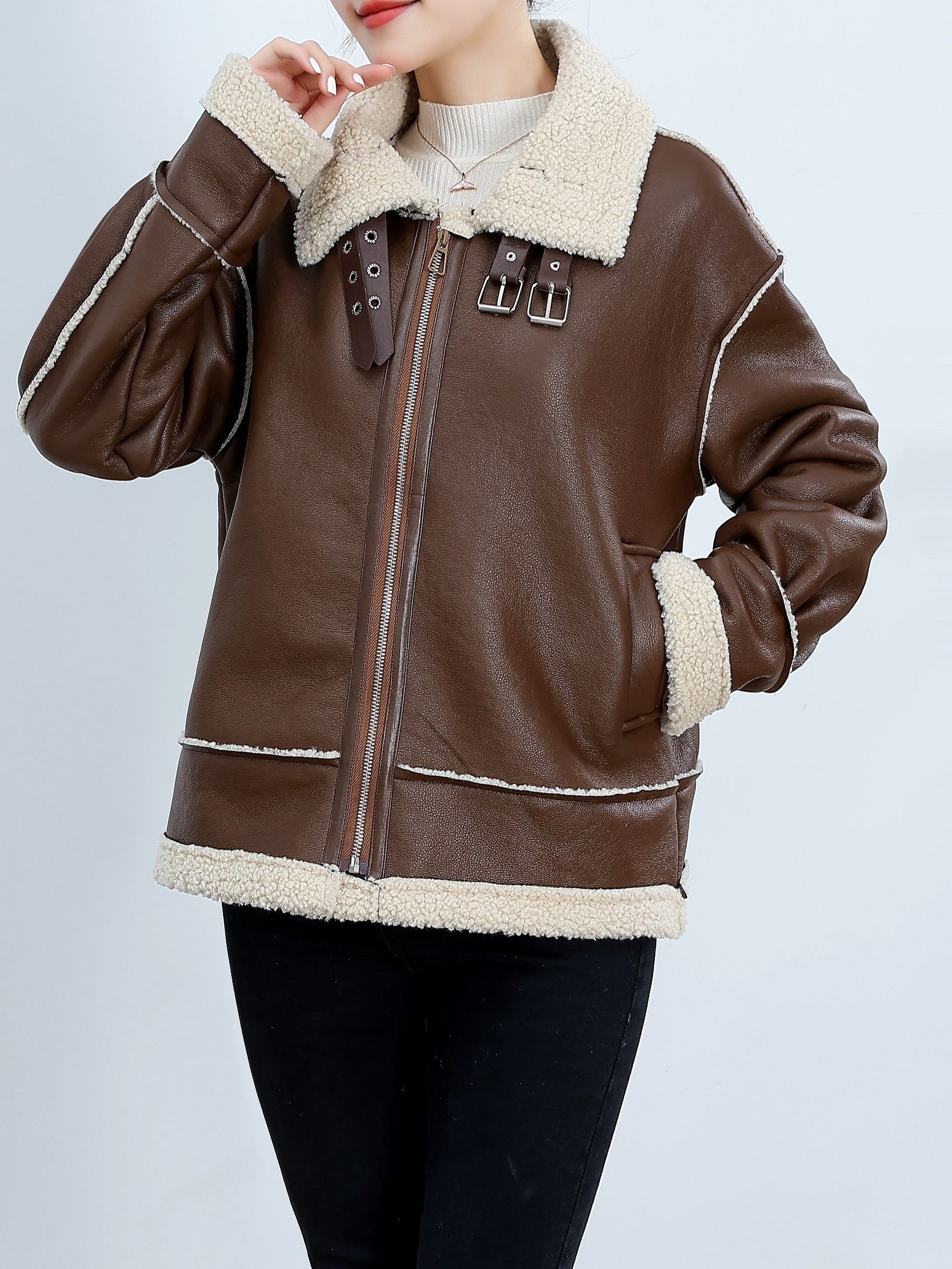 Product Image for WW | Fluffy Lederjacke, Braun / XL