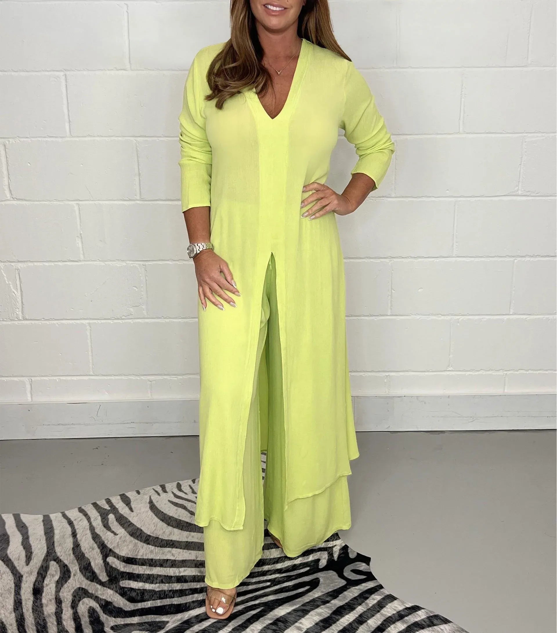 Product Image for WW | Delige Dik Leinen Set mit Regular Fit, Gelb / 5XL