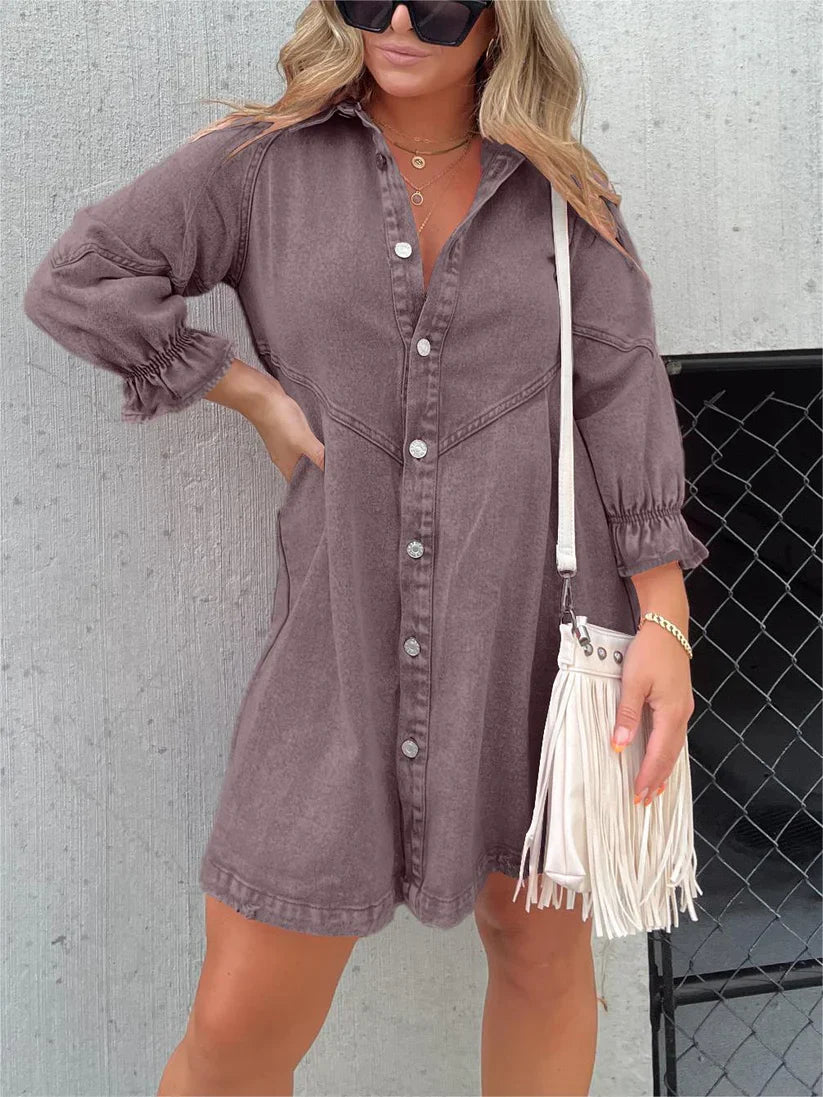 Product Image for WW | Langärmeliges Denim Kleid, 3XL / Taupe