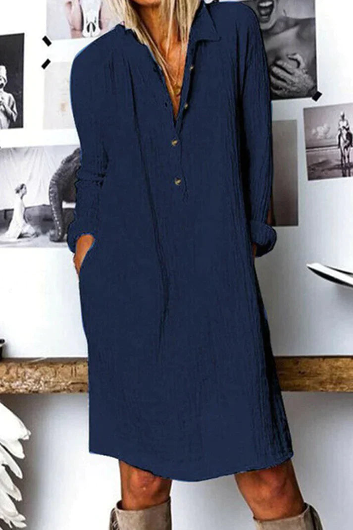 Product Image for WW | Casual Kleider mit Schnalle und Tiefem Kragen, Tibet Blau / 2XL