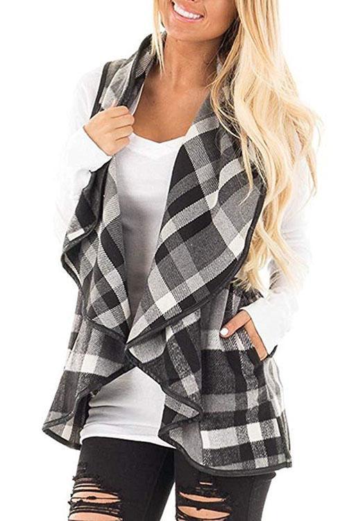 Product Image for Wolff | Rosiedress Taschen Karierte Jacke Weste, XXL / Grau