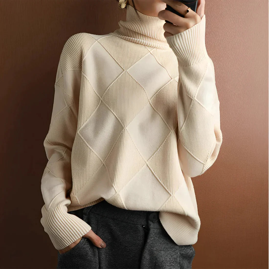 Product Image for WOLFF - Trui met hoge hals, Beige / M