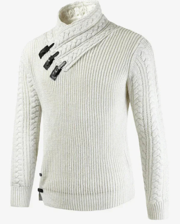 Product Image for WW | Herren Pullover Aus Gedrehtem Strick Mit Asymmetrischem Loop Kragen, Weiß / L