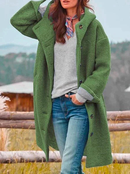 Product Image for WW - Winddichte warme herfst/winter jas met effen kleur en zakken, Groen / XL