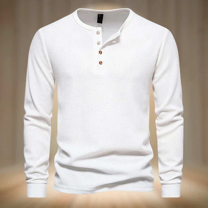 Product Image for WW | Klassisches Langärmliges Hemd Aus Gewaffelter Strickware Für Herren, Weiß / XL