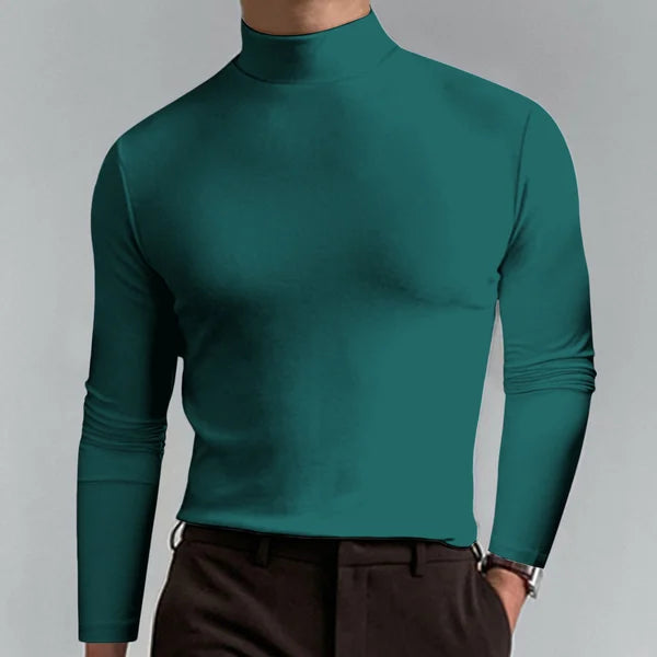 Product Image for Wolff | Hochgeschlossenes T Shirt mit langen Ärmeln und schmaler Passform, Dunkelgrün / 3XL