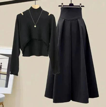 Product Image for WW | Schickes Frauenset, Schwarze Bluse und schwarzer Rock / XXL
