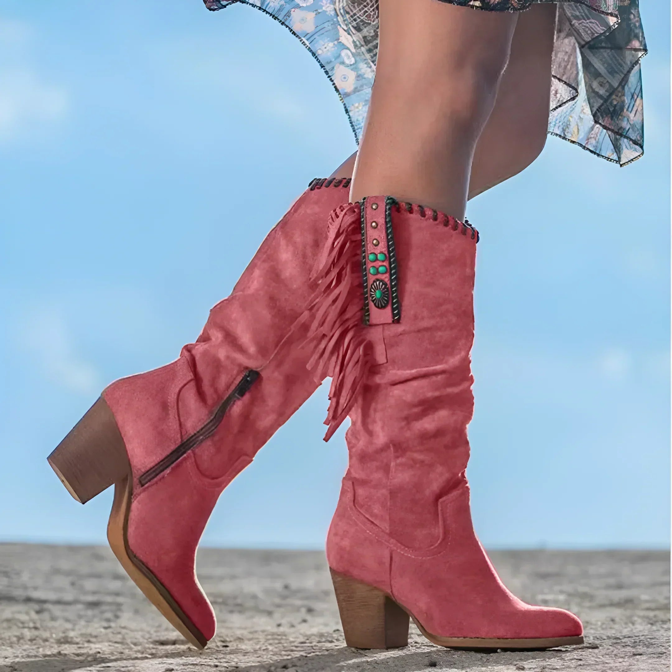 Product Image for Luvik | Aito Nahka Cowboy-kengät, Punainen (Vain muutama yksikkö on saatavilla) / 39
