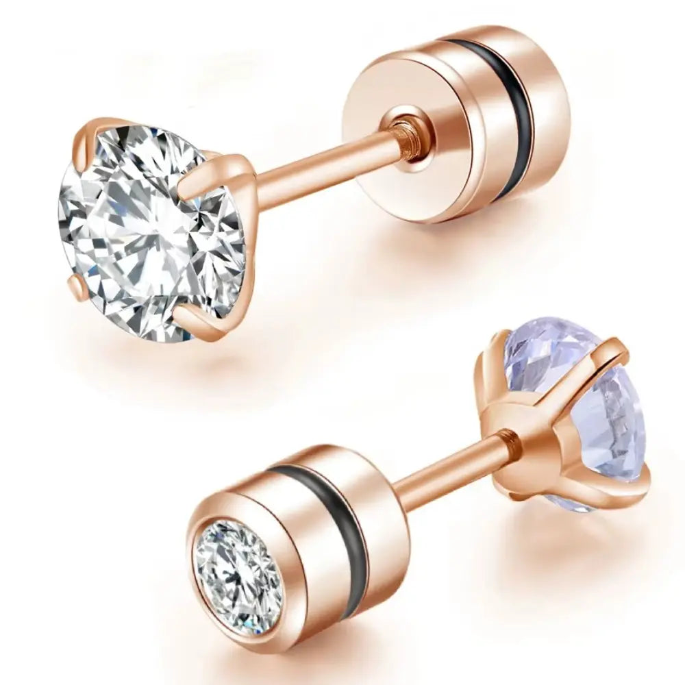 Product Image for WW | Edelstahl Kristall Zirkon Ohrringe, Roségold / 3mm