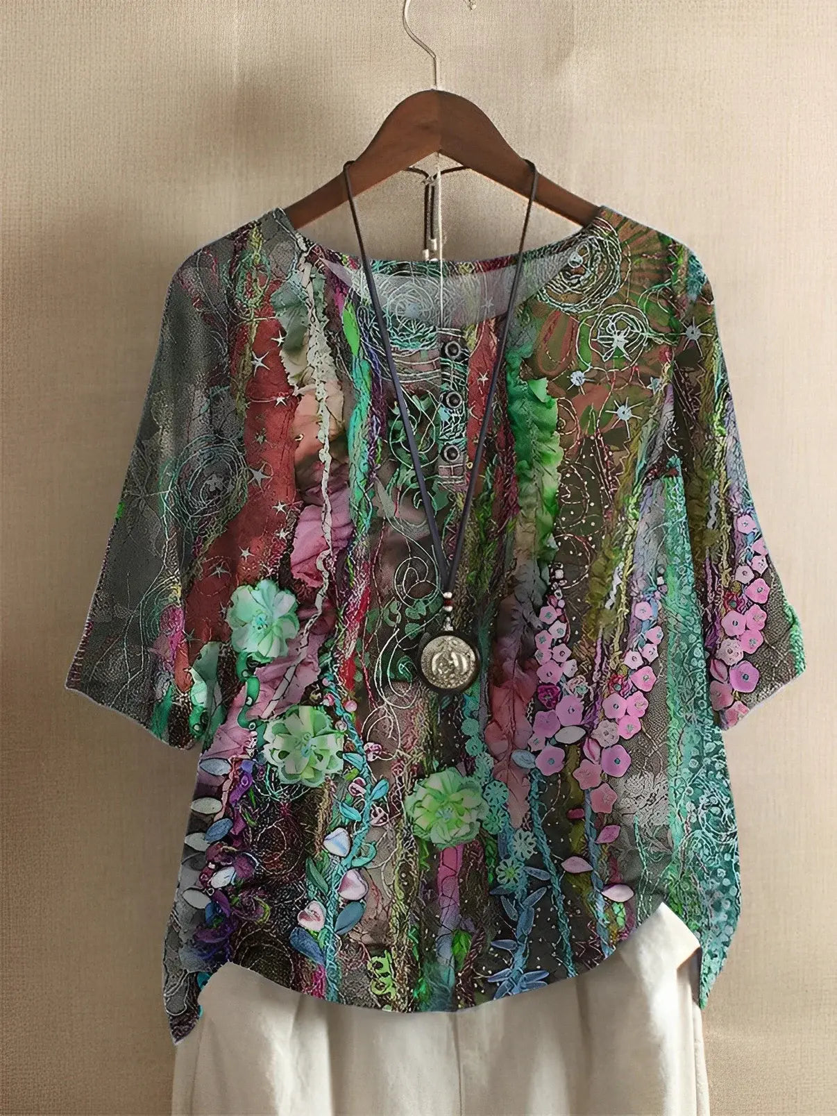 Product Image for WW | A-Linien Bluse Floral Fiber Art, Grün / L