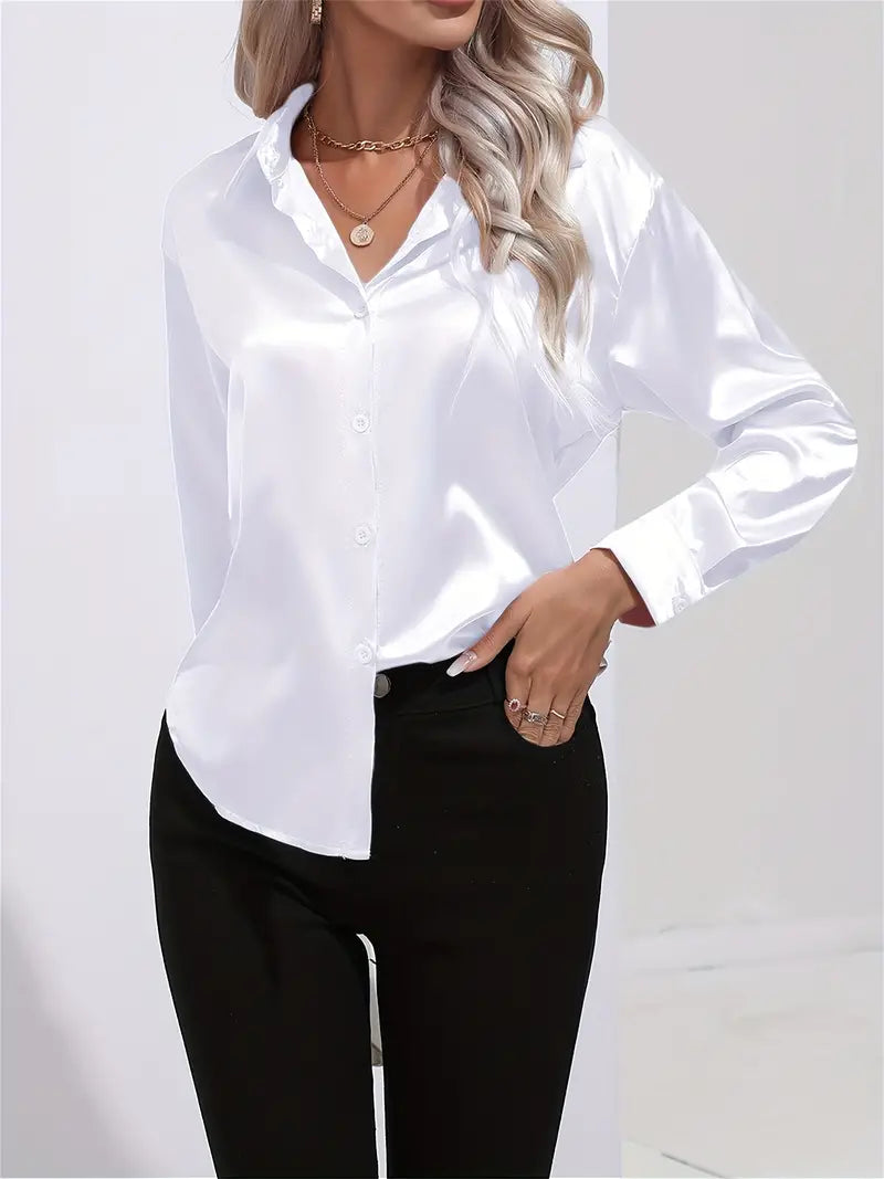 Product Image for WW | Luxus Satin Bluse, Weiß / XL
