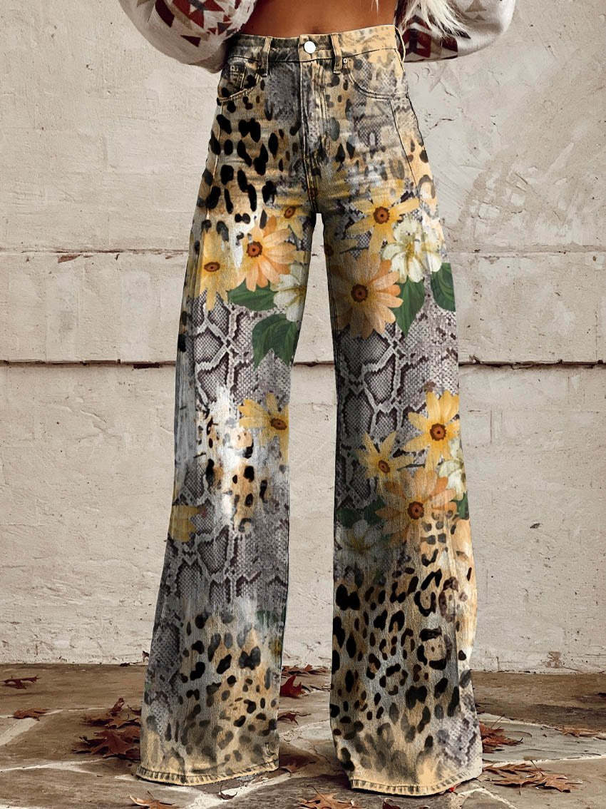 Product Image for WW | Stylische Vibrante Lange Schlaghose Für Frauen, Leopard / 2XL