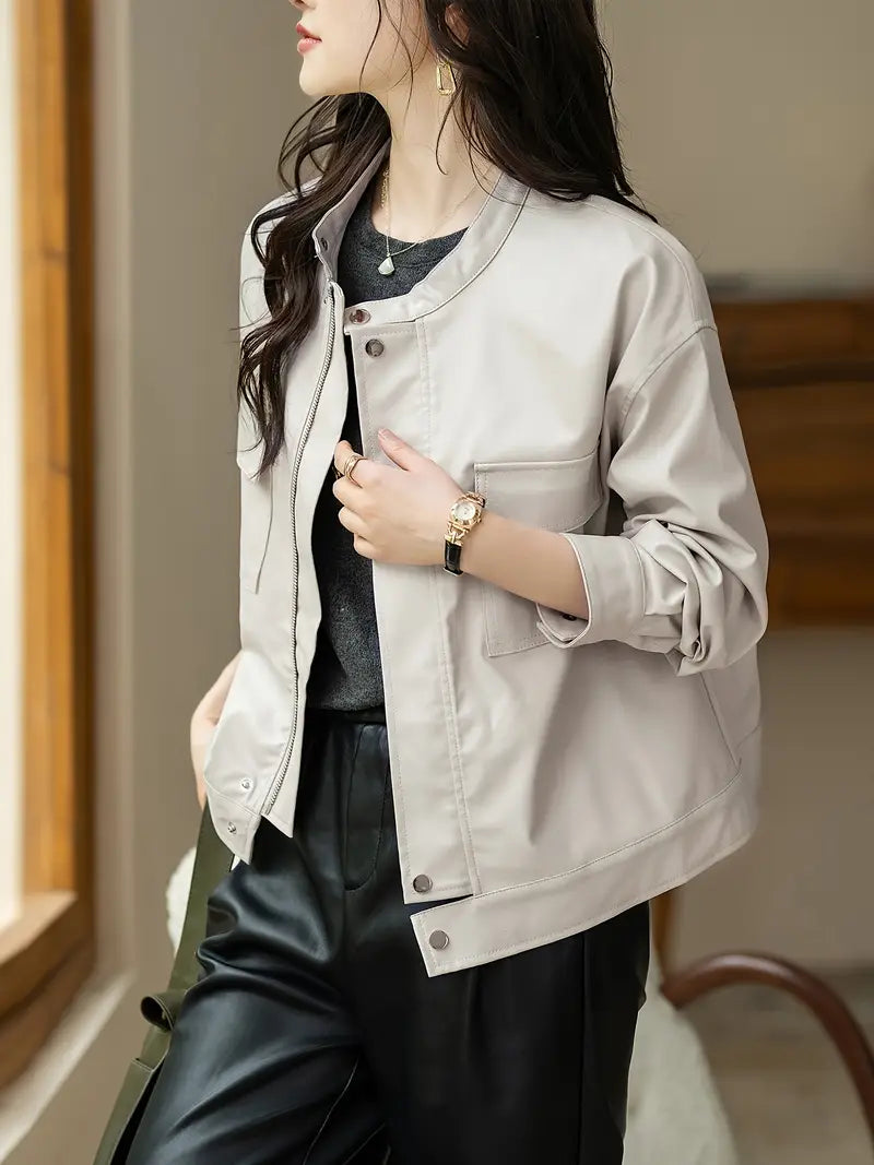 Product Image for WW | Plus Size Pu Lederjacke, Beige / 1XL