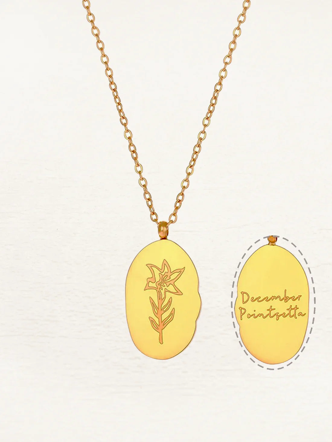 Product Image for WW | Geburtstag Blumenketten Oval Gold, Dezember (Poinsettia)