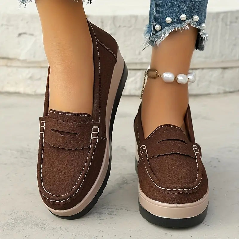 Product Image for WW | Plattform Mokkasinen für Frauen, Die Bequeme Schuhe mit Sohle Sind, Kaffeefarbe / 39