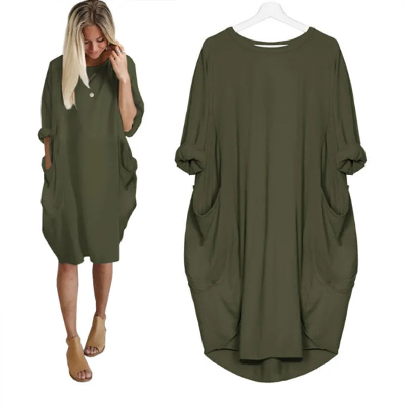Product Image for WW | Schönes Kleid Mit Taschen, Militärgrün / 3XL