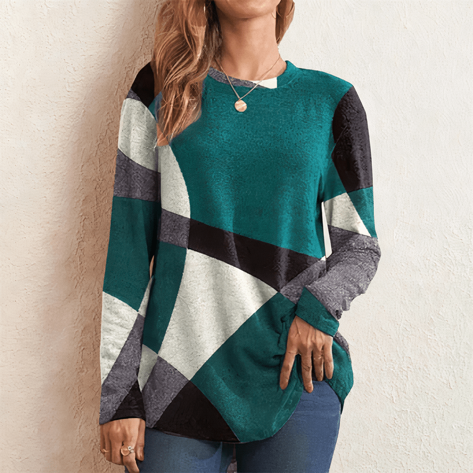Product Image for WW | Colorblock Pullover Für Markanten Und Gemütlichen Stil Für Frauen, Grün / 5XL